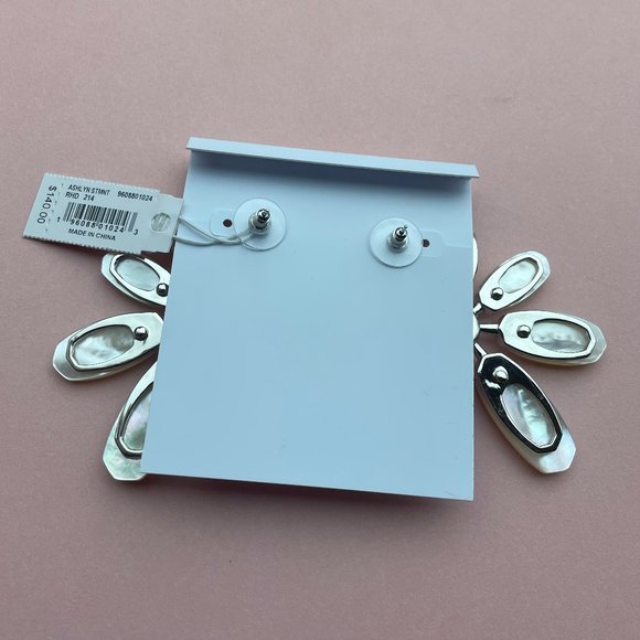 NWT Kendra Scott Ashlyn Ivory Mother Of Pearl Statement Earrings 14K Gold Plated - Picture 7 of 11